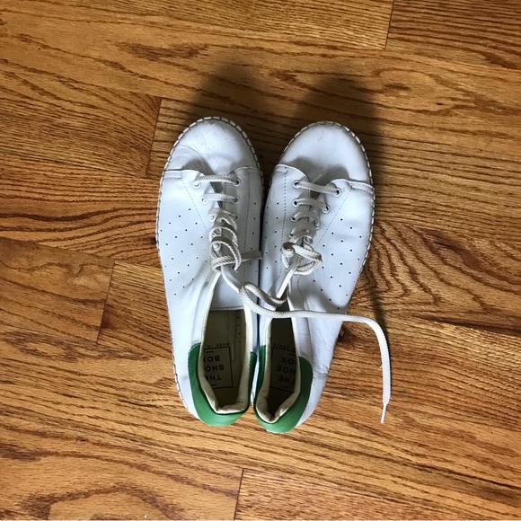 The Shoe Box Espadrille Shoes White/Green - Picture 4 of 7